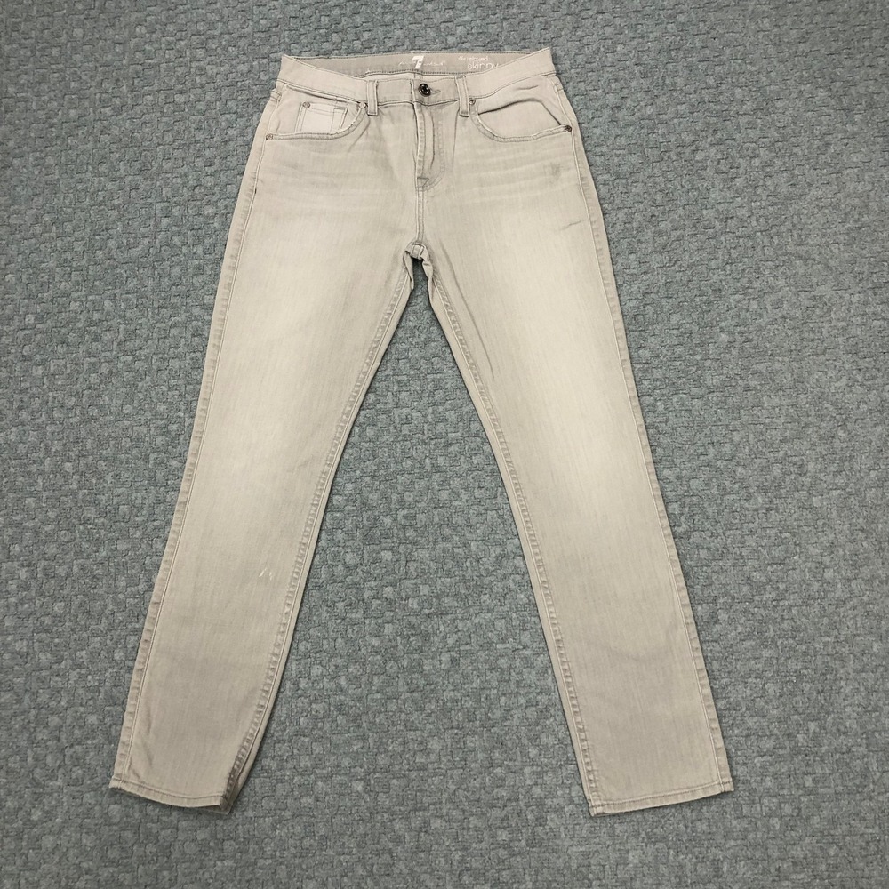 7 For All Mankind Jeans Womens 26 Gray The Relaxed Skinny Light Wash Stretch